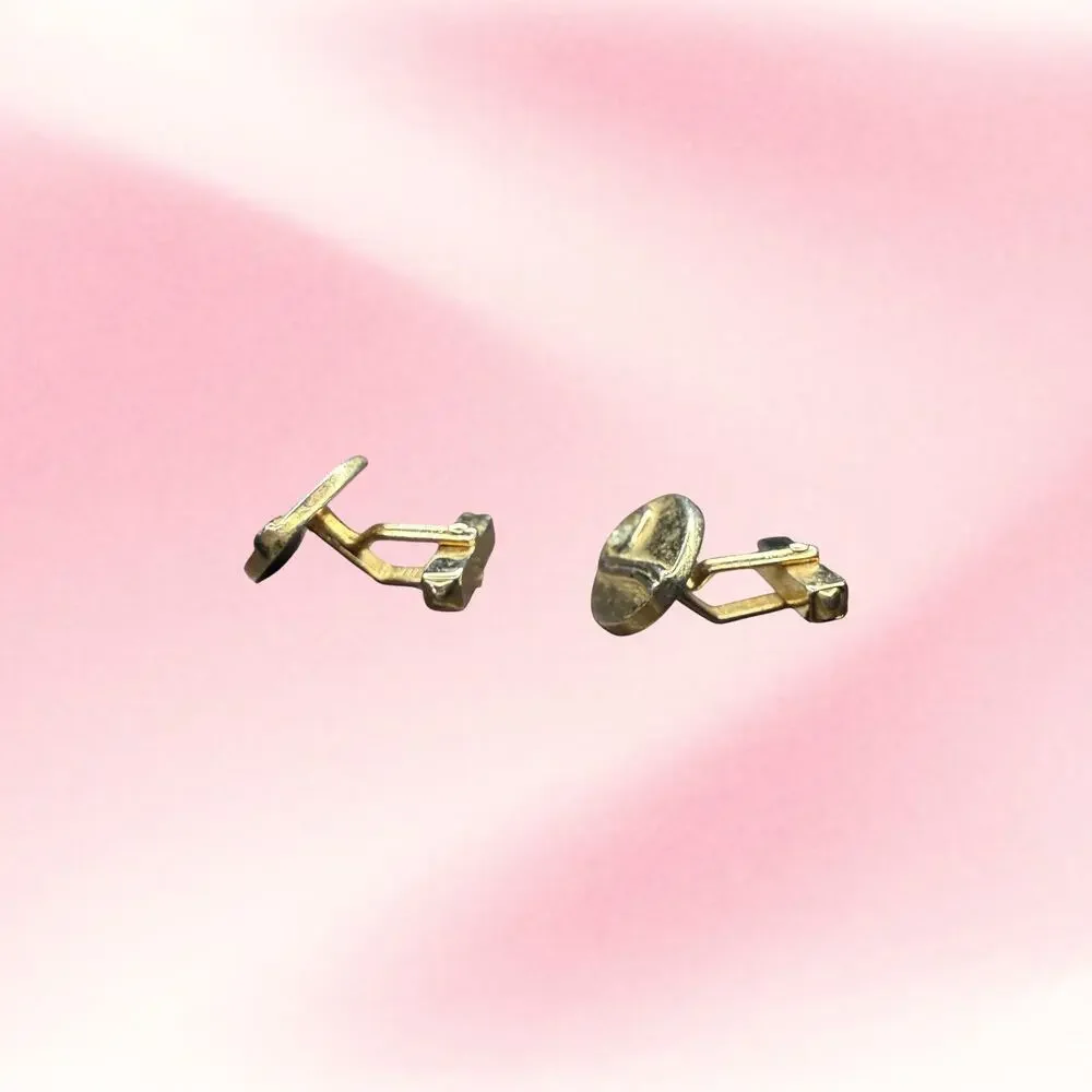 Vintage Swank Gold Tone Oval Swirl Rhinestone Cufflinks MCM Modernist